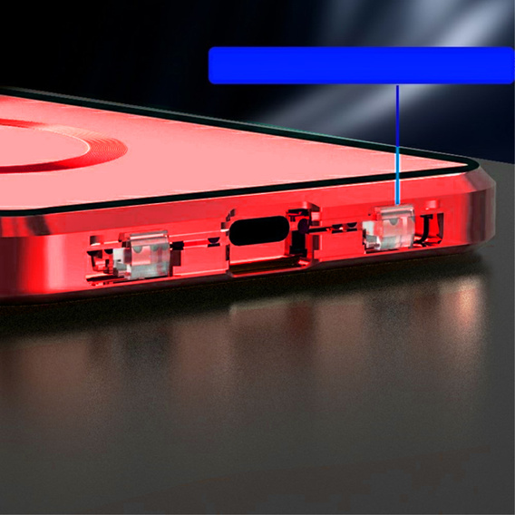 Магнітний чохол Dual Glass MagSafe для iPhone 15 Pro Max, червоний