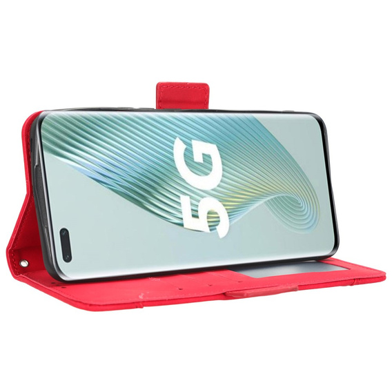 Футляр з клапаном для Honor Magic 5 Pro 5G, Card Slot, червоний