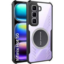 Чехол для Infinix Hot 50 4G, с магнитной пластиной, прозрачный / черный