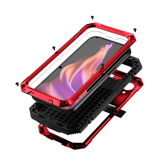 Чохол для iPhone 15 Plus, R-JUST, броньований, червоний / чорний