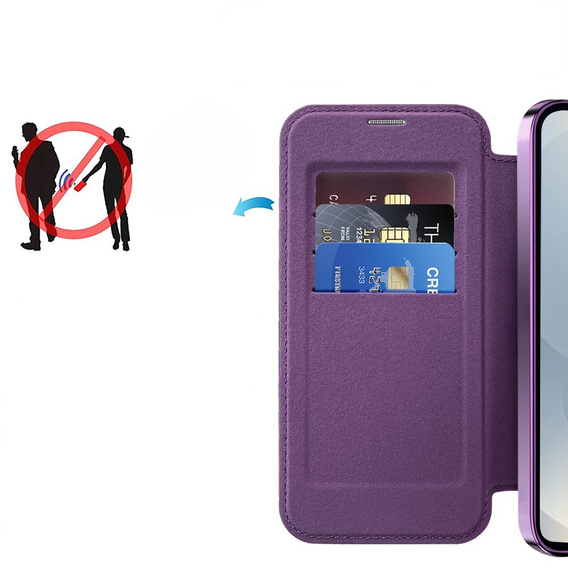 Откидной чехол для Samsung Galaxy S25, RFID Wallet MagSafe CamShield, фиолетовый