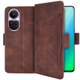 Откидной чехол для Oppo Reno 10 / 10 Pro, Card Slot, коричневый