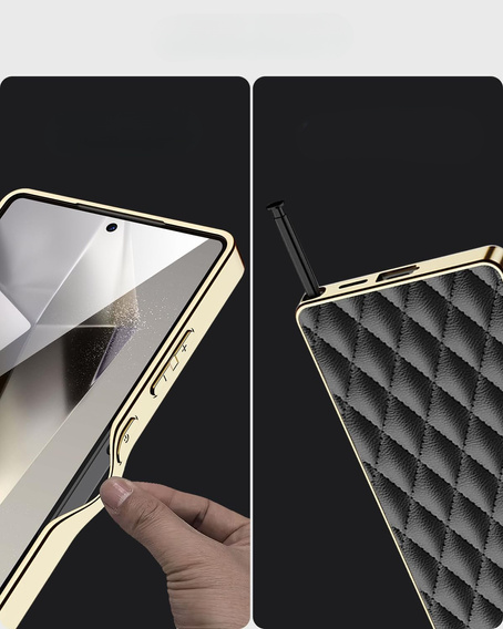 Чохол для Samsung Galaxy S25 Ultra, Leather Rhombus, чорний