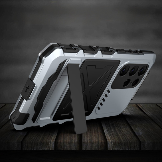 Броньований чохол для Samsung Galaxy S24 Ultra, Military Kickstand, сріблястий