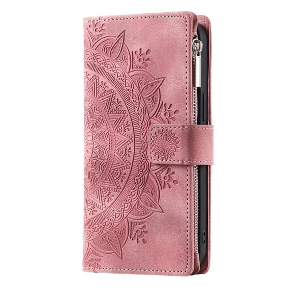 Откидной чехол для Xiaomi Redmi Note 13 Pro 4G / Xiaomi Redmi Note 14S / Xiaomi Poco M6 Pro 4G, Mandala, розовый rose gold
