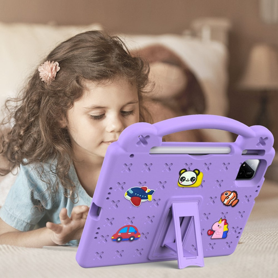 Дитячий чохол для планшета Xiaomi Pad 7 / 7 Pro, Cute Patterns, з підставкою, фіолетовий