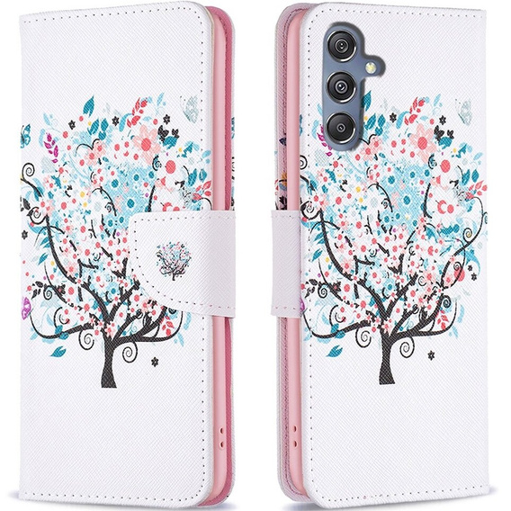 Откидной чехол для Samsung Galaxy M34, Wallet, colorful tree, белый