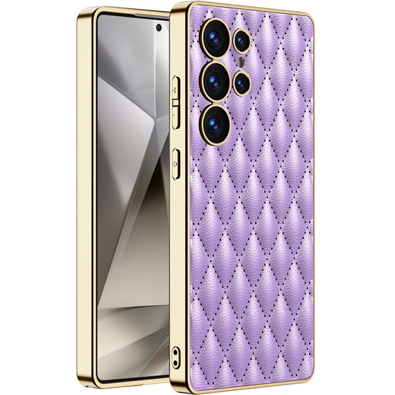 Чехол для Samsung Galaxy S25 Ultra, Leather Rhombus, фиолетовый