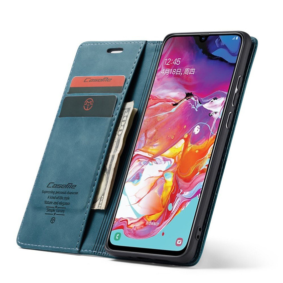 Чехол CASEME для Samsung Galaxy A70, Leather Wallet Case, синий