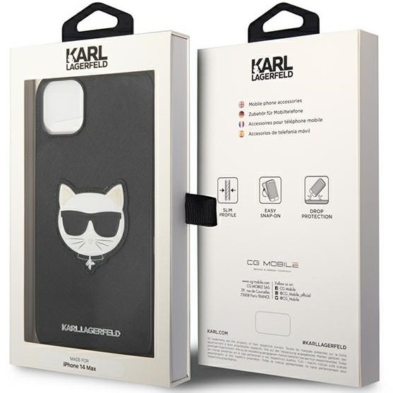 Чехол Karl Lagerfeld до iPhone 14 Plus, Saffiano Choupette Head Patch, чёрный