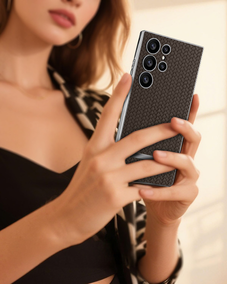 Чехол до Samsung Galaxy S24 Ultra, GKK Woven Leather, кофе