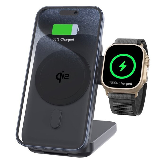 Індукційний зарядний пристрій з powerbank 10000mAh 15W Qi2 MagSafe для iPhone 12 13 14 15 16 / Apple Watch