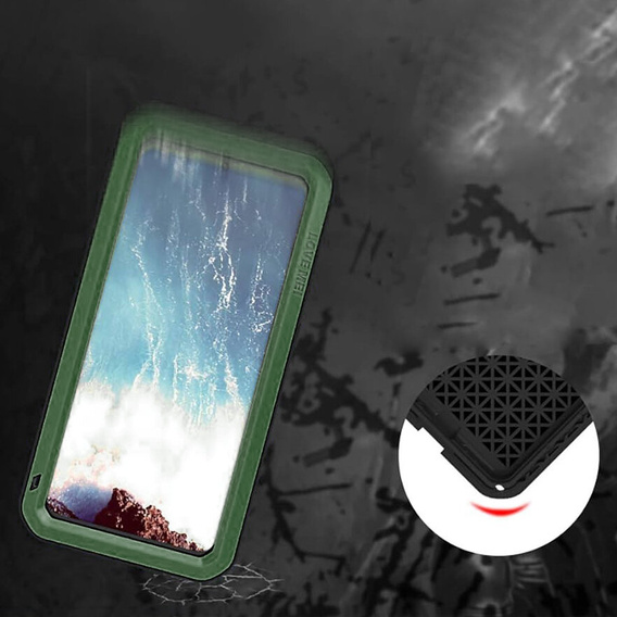 Чехол Love Mei до Samsung Galaxy S20 Plus, armored with glass, зелёный