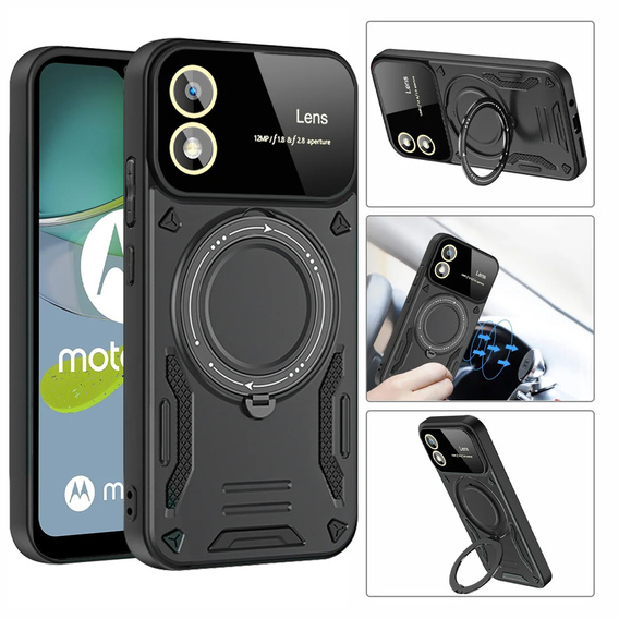 Броньований чохол для Motorola Moto G24 / G24 Power / G04, Magnetic Ring, чорний