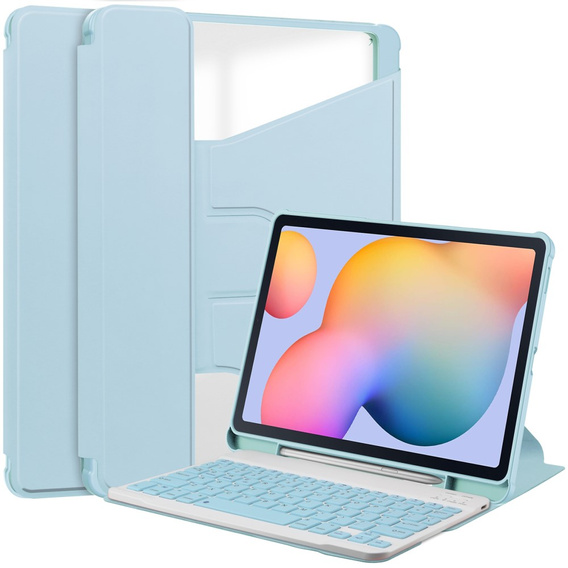 Чохол клавіатура для Samsung Galaxy Tab S6 Lite 2024 / 2022 / 2020, Rotary 360° Leather, світло-блакитний