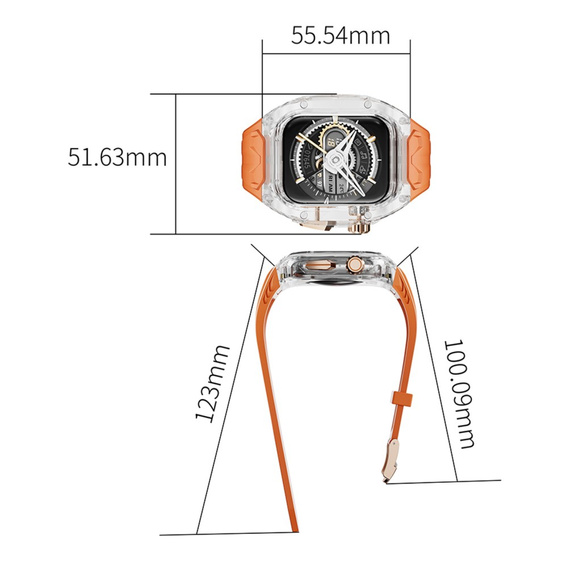 Силиконовый ремешок с чехлом для Apple Watch 4/5/6/7/8/9/SE 44/45MM