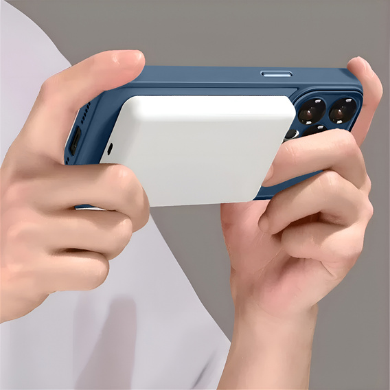 Чохол для iPhone 16 Plus, для MagSafe, ERBORD Matt Case, темно-синій + захисне скло