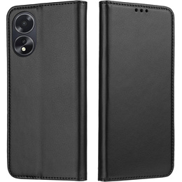Откидной чехол для Oppo A18 4G / A38 4G, Smart Magnetic, чёрный + 9H стекло