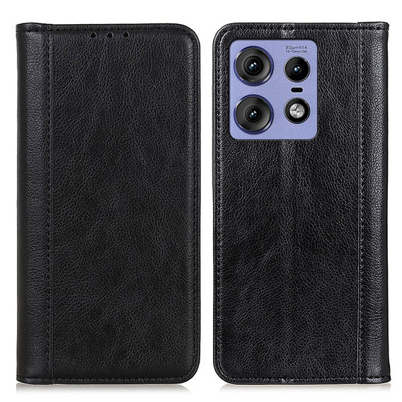 Чохол-фліп для Motorola Edge 50 Pro, Split Leather, чорний