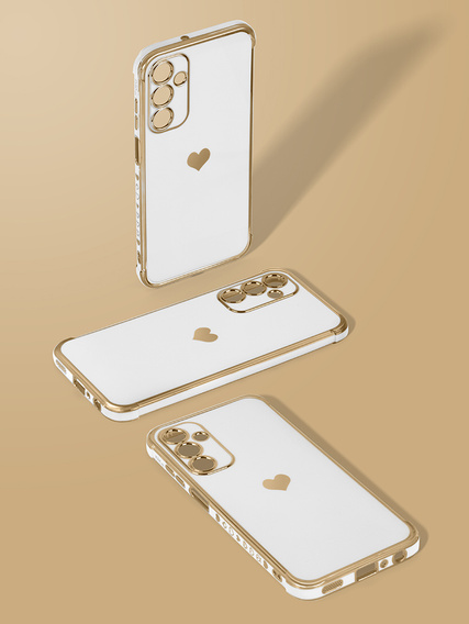 Чехол для Samsung Galaxy A15 4G / 5G, Electro heart, белый + полное клеевое керамическое стекло