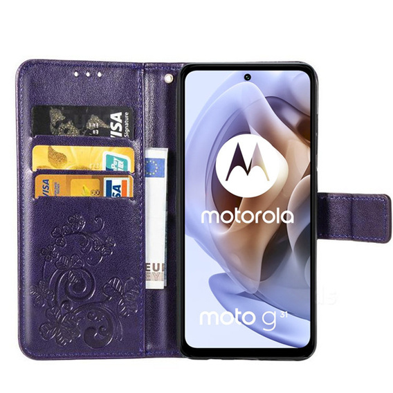 Чехол Wallet до Motorola Moto G31 / G41, Clover, Purple