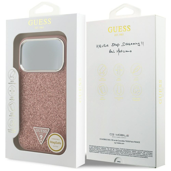 Чехол GUESS Glitter Triangle Logo MagSafe для iPhone 17 Pro