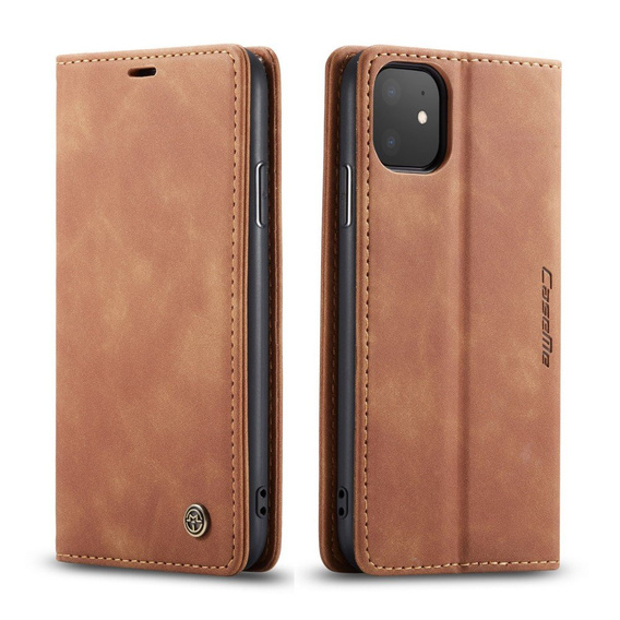 Чехол CASEME для iPhone 11, Leather Wallet Case, коричневый