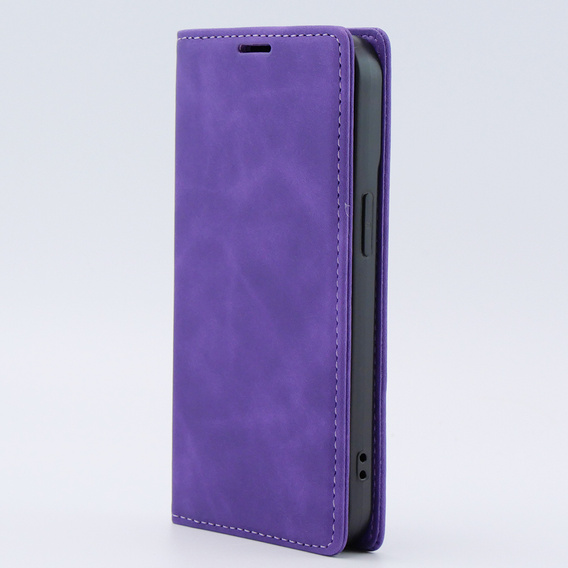 Чехол для iPhone 15, ERBORD Vintage, бумажник с клапаном, фиолетовый