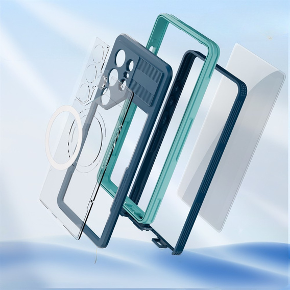 Водонепроницаемый чехол для Samsung Galaxy S25 Ultra, Redpepper, для MagSafe, синий