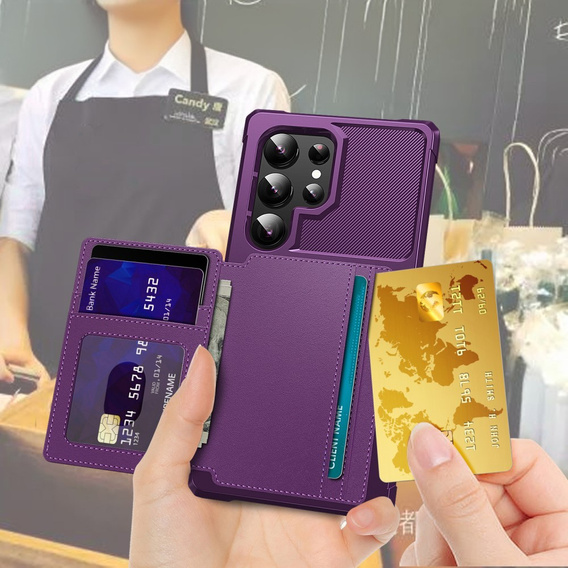 Чехол для Samsung Galaxy S24 Ultra, Card Holder Kickstand, фиолетовый