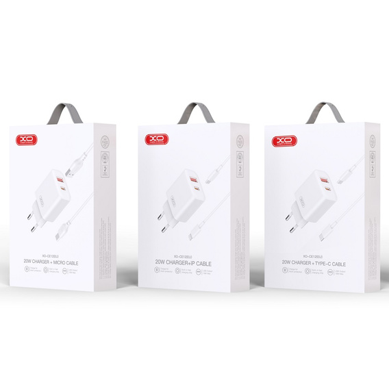 Сетевой зарядное устройство USB-C 20 Вт с кабелем USB-C – USB-C для смартфонов, планшетов и других устройств с портом USB-C