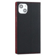Откидной чехол для iPhone 15, Litchi Skin Grain, чёрный