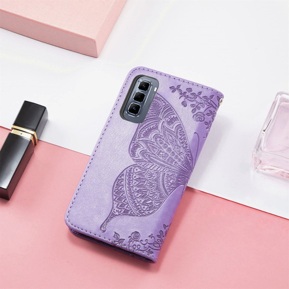 Откидной чехол для Infinix Hot 50 Pro+ 4G, Butterfly, фиолетовый