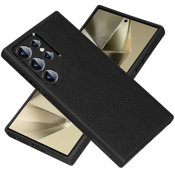 Шкіряний чохол для Samsung Galaxy S24 Ultra, гібридний, чорний