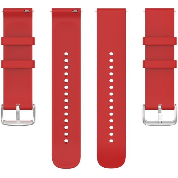 Силиконовый ремешок 20mm, Red/Silver Buckle