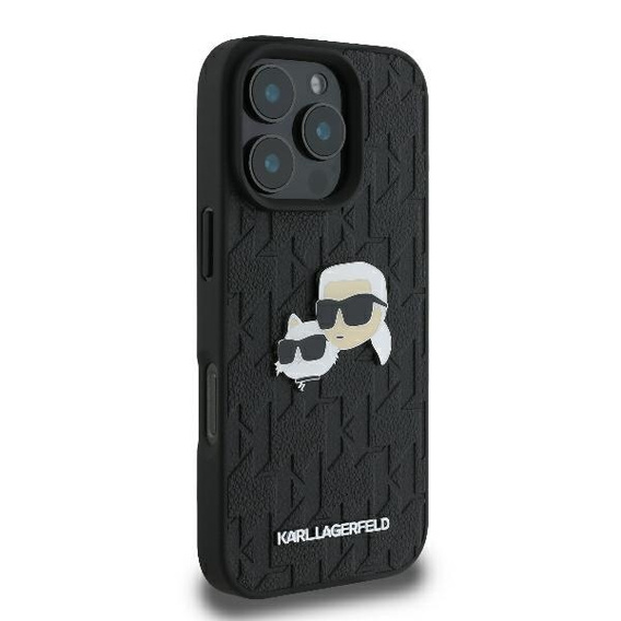 Чехол Karl Lagerfeld Hardcase Monogram Karl & Choupette Head Pin для iPhone 16 Pro