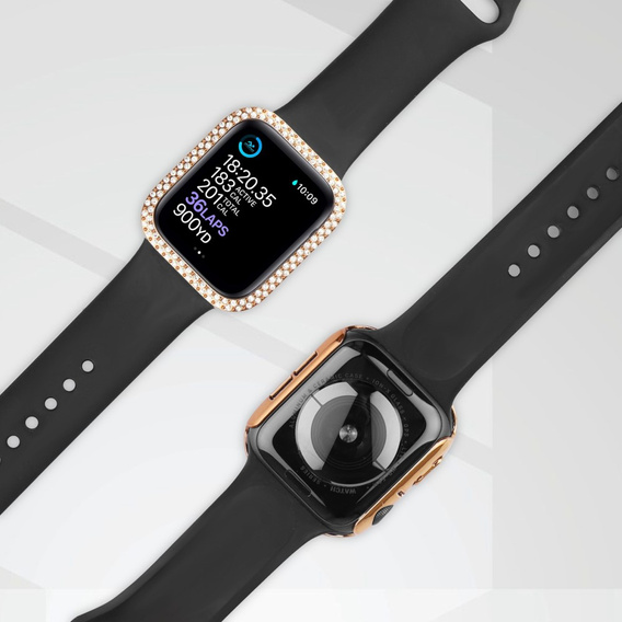 2в1 чехол и защитное стекло для часов Apple Watch 4/5/6/SE 44mm, Gold