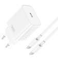 Мережевий зарядний пристрій XO CE12, USB-C, 20 Вт + USB-C - кабель блискавки, білий