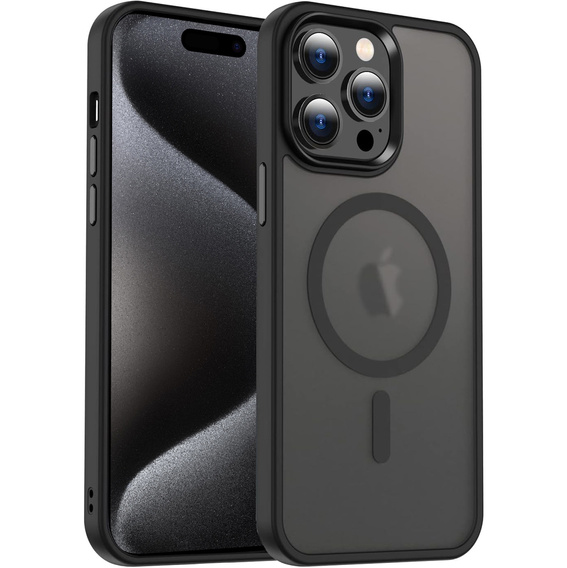 Чехол для MagSafe для iPhone 15 Pro Max, гибридный чехол матовый, черный