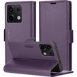 Чехол для Xiaomi Redmi Note 13 5G, ERBORD Glossy Litchi, кошелек с клапаном, фиолетовый