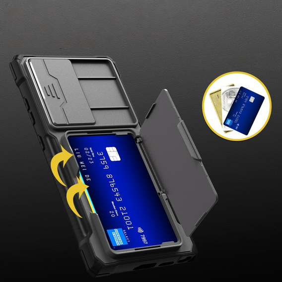 Чехол для Samsung Galaxy S24 Ultra, ERBORD SlideGuard with Card Holder, серый