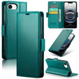 Чохол для Iphone 16E, ERBORD Glossy Litchi, гаманець з клапаном, зелений