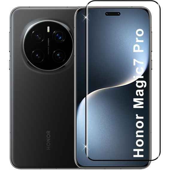 3D загартоване скло для Honor Magic 7 Pro, чорна рамка