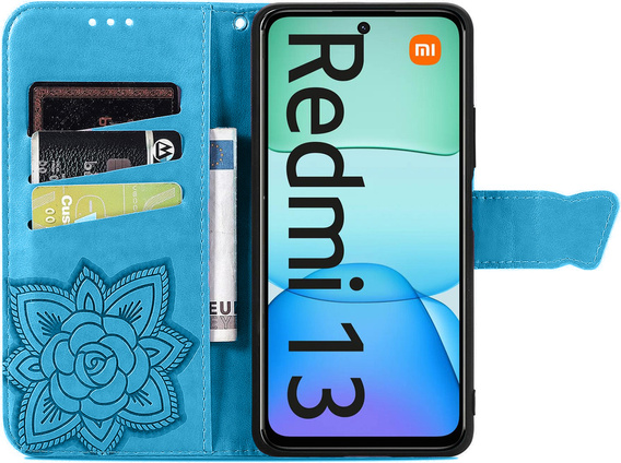 Чохол-книжка для Xiaomi Redmi 13, Butterfly, м'яти