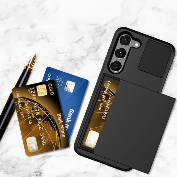 Чехол до Samsung Galaxy S23, Sliding Card Holder, чёрный