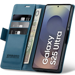 Чохол для Samsung Galaxy S25 Ultra, ERBORD Glossy Litchi, гаманець з клапаном, м'яти