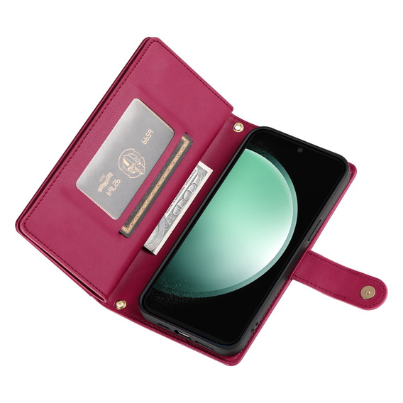 Откидной чехол для Samsung Galaxy S24 FE, Wallet Zipper Pocket, красный