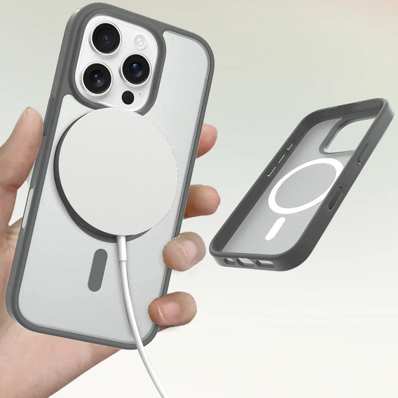 Чохол ERBORD з MagSafe для iPhone 16 Pro, Matte Case, з активною кнопкою, матовий / титановий сірий