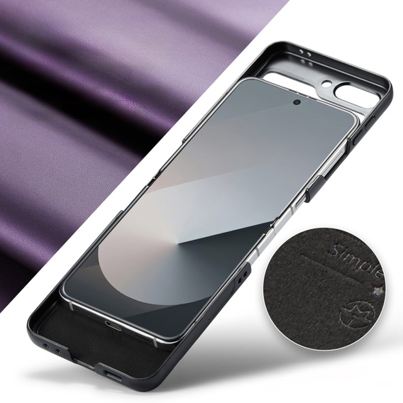 Чохол для Samsung Galaxy Z Flip7 FE / Z Flip6, CASE Litchi Leather, фіолетовий
