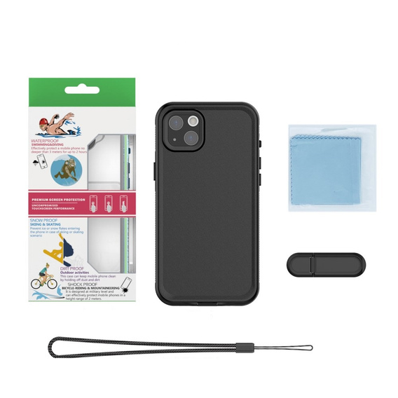 Водонепроницаемый чехол IP68 для iPhone 15 Plus, чёрный